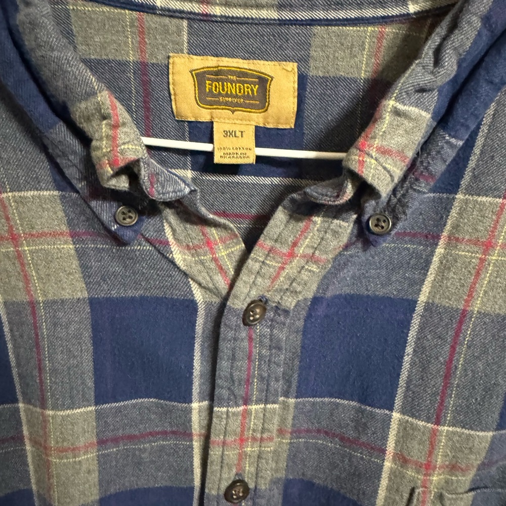The Foundry Supply Co. Men's Navy and Gray Plaid Shirt